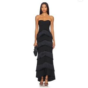 House of Harlow 1960 Black Fringe Maxi Dress